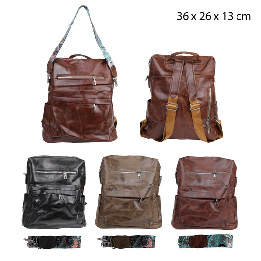 MOCHILA TEXTURIZADA CON CORREA MANDALA – ECO CUERO