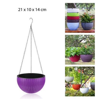 MACETERO COLGANTE CON DISEÑO TEJIDO - MEDIANO