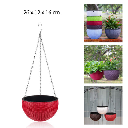 MACETERO COLGANTE CON DISEÑO TEJIDO- GRANDE