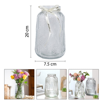 JARRON DE VIDRIO DISEÑO HOJAS